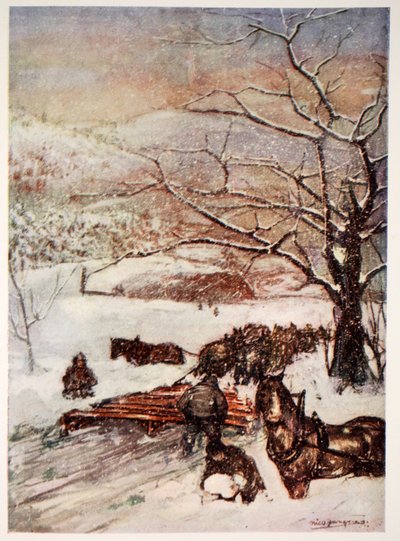 Schneepflug, gezogen von acht oder zehn Pferden, 1905 von Nico Jungman
